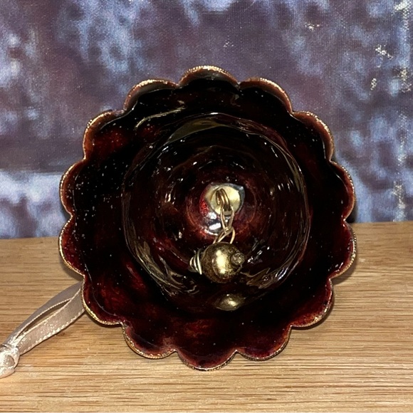 Cloisonné Enameled Ornament Molded Coppe Bell with Grapes And Flowers NYCO - Picture 5 of 7